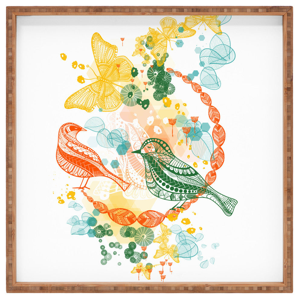 Deny Designs Jenean Morrison Flower And Flight Square Tray