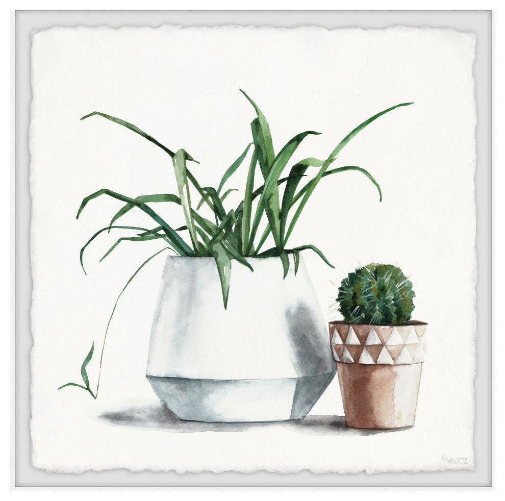 "Potted Green Plants" Framed Painting Print