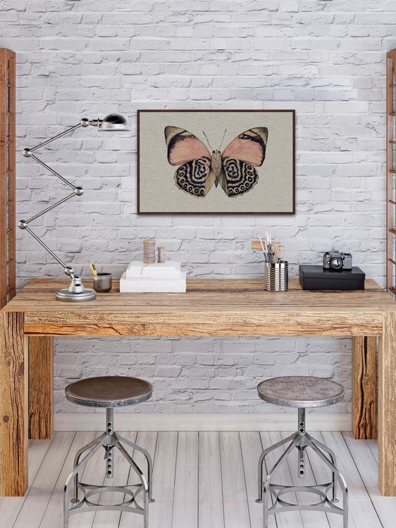 "Artsy Pink and Black Wings II" Floater Framed Painting Print, Canvas, 36"x24"