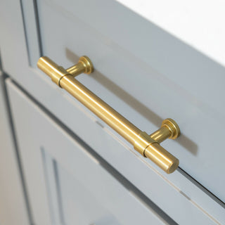 Satin Brass Gold Handle Pull 6-1/4" (160mm) Hole Centers, 8-3/4" Length