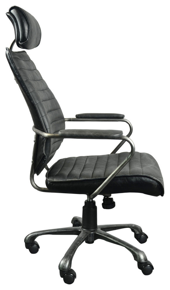 Executive Swivel Office Chair Onyx Black Leather