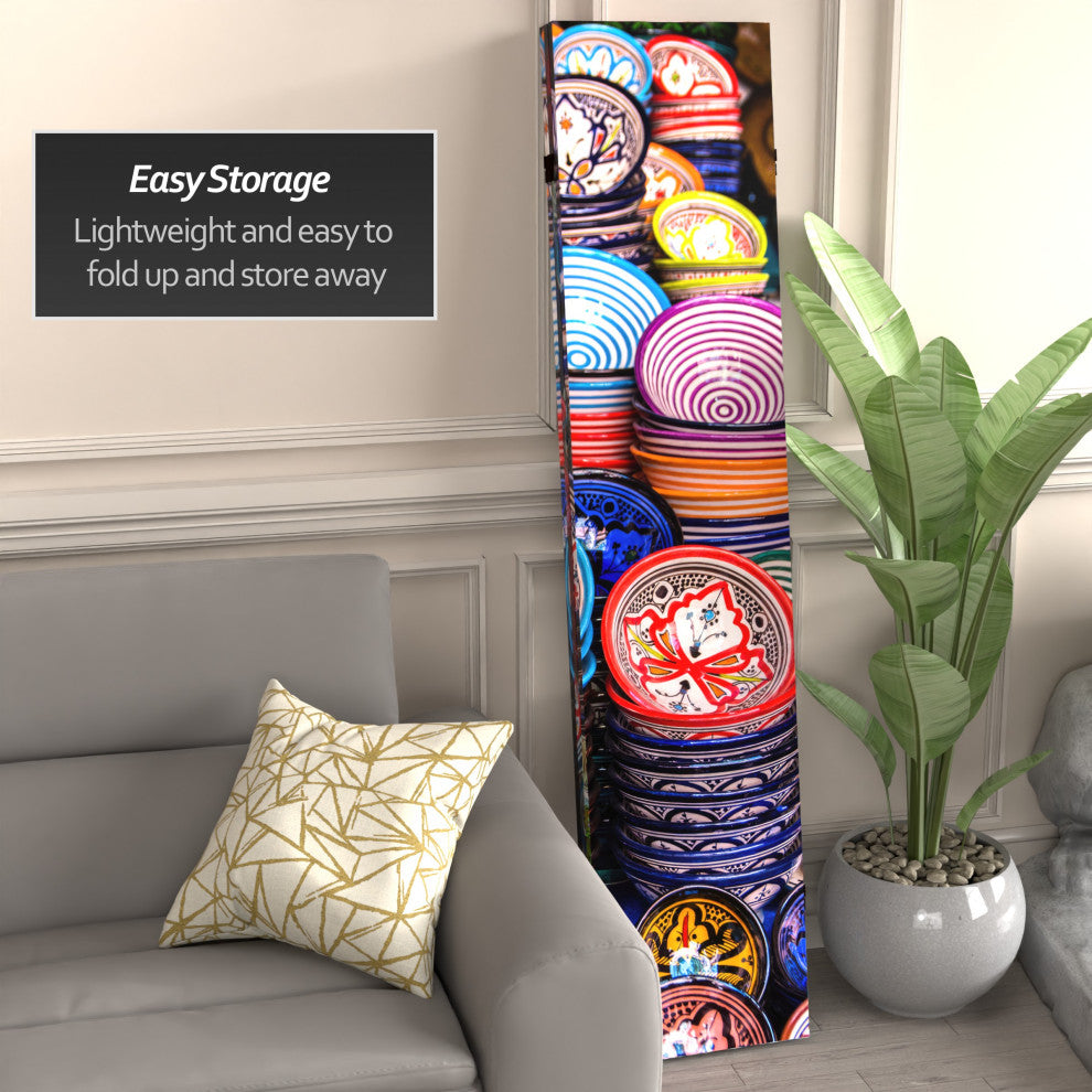 6' Tall Double Sided Ceramic Bazaar Canvas Room Divider