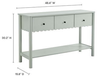 Emmeline 3-Drawer Scalloped Console Table, Sage