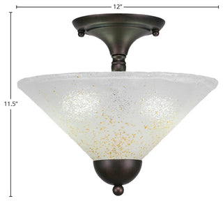 Semi-Flush 2-Light Semi-Flush Mount, Bronze/Gold Ice