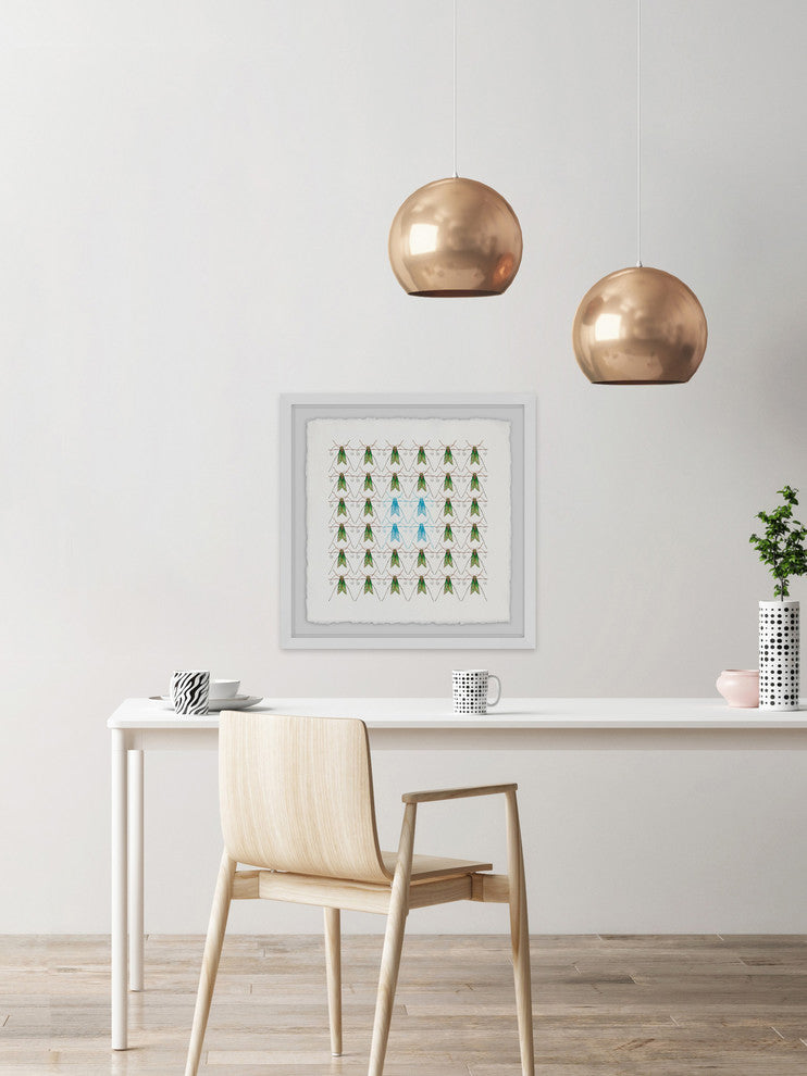 "Flies in Rows" Framed Painting Print, 12"x12"