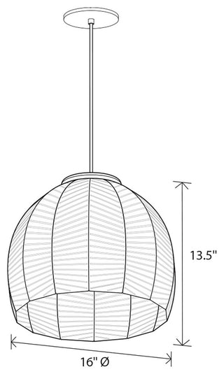 Amicus 16" Pendant, Brushed Aluminum/Dark Stained Walnut, 2700k Led