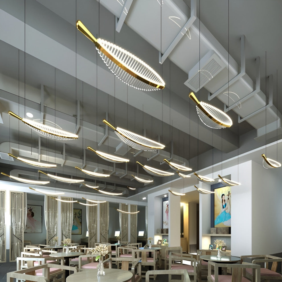 Cagnes-sur-Mer | Crystal Gold Leaves Pendant Chandelier, 10 Leaves