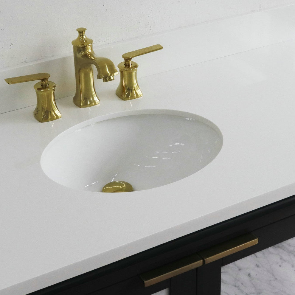 43" Single Vanity, Dark Gray Finish With White Engineered Stone Top