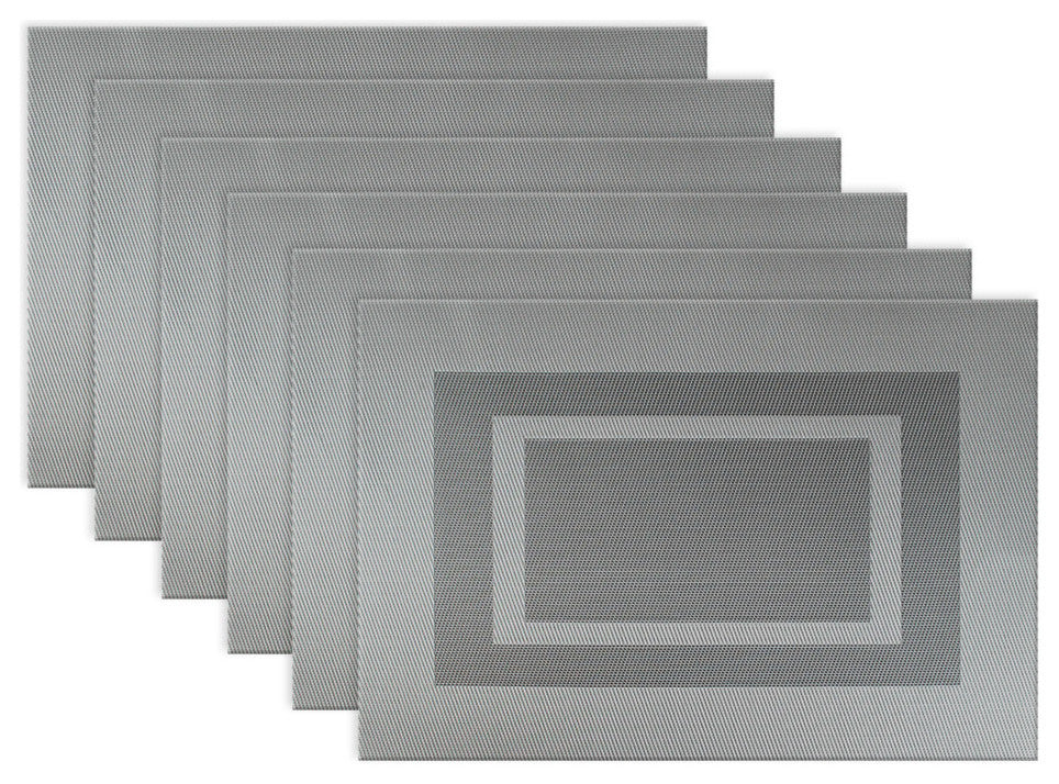 DII Gray PVC Doubleframe Placemat, Set of 6