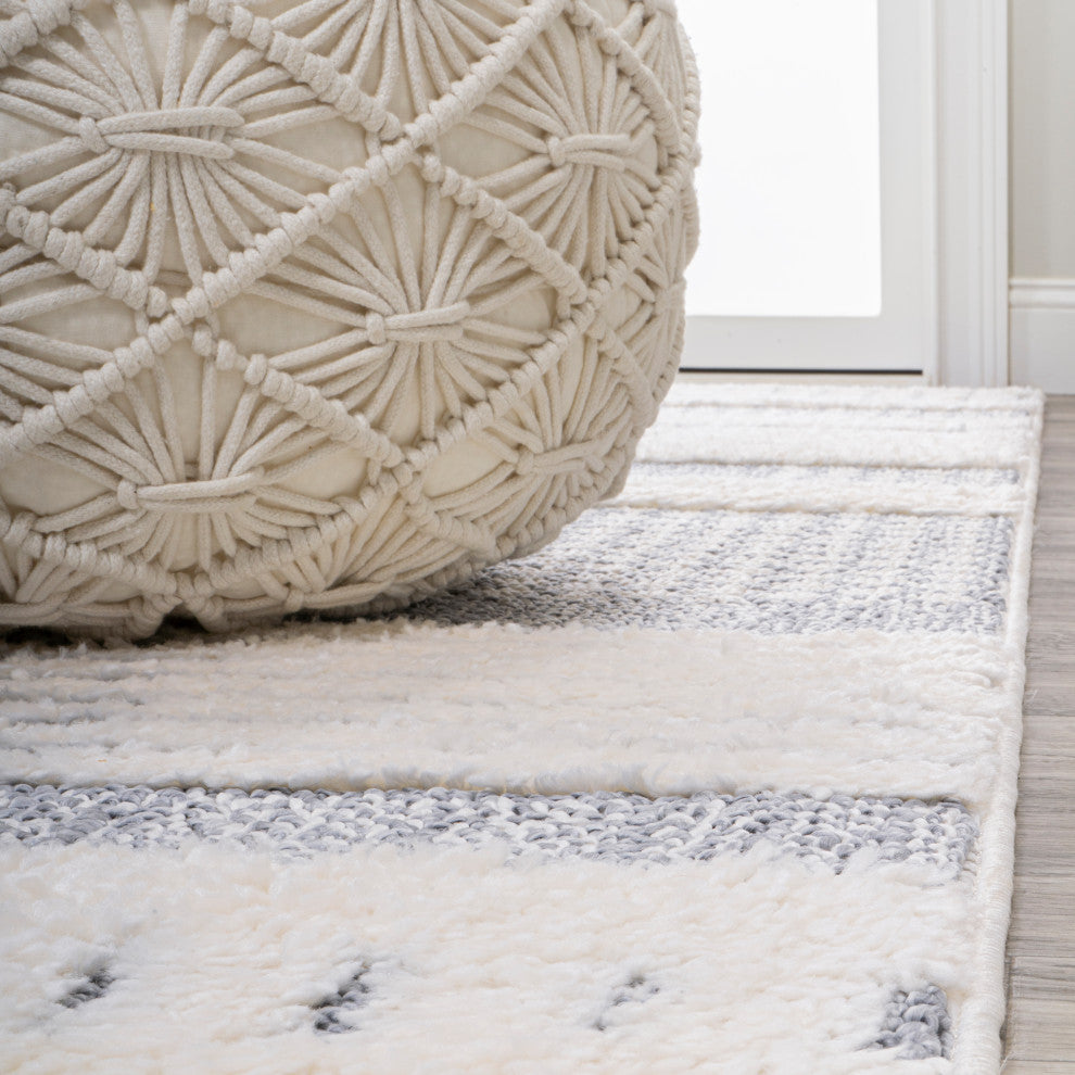 Kerstin Geometric High-Low Cream/Gray 3'x5' Area Rug