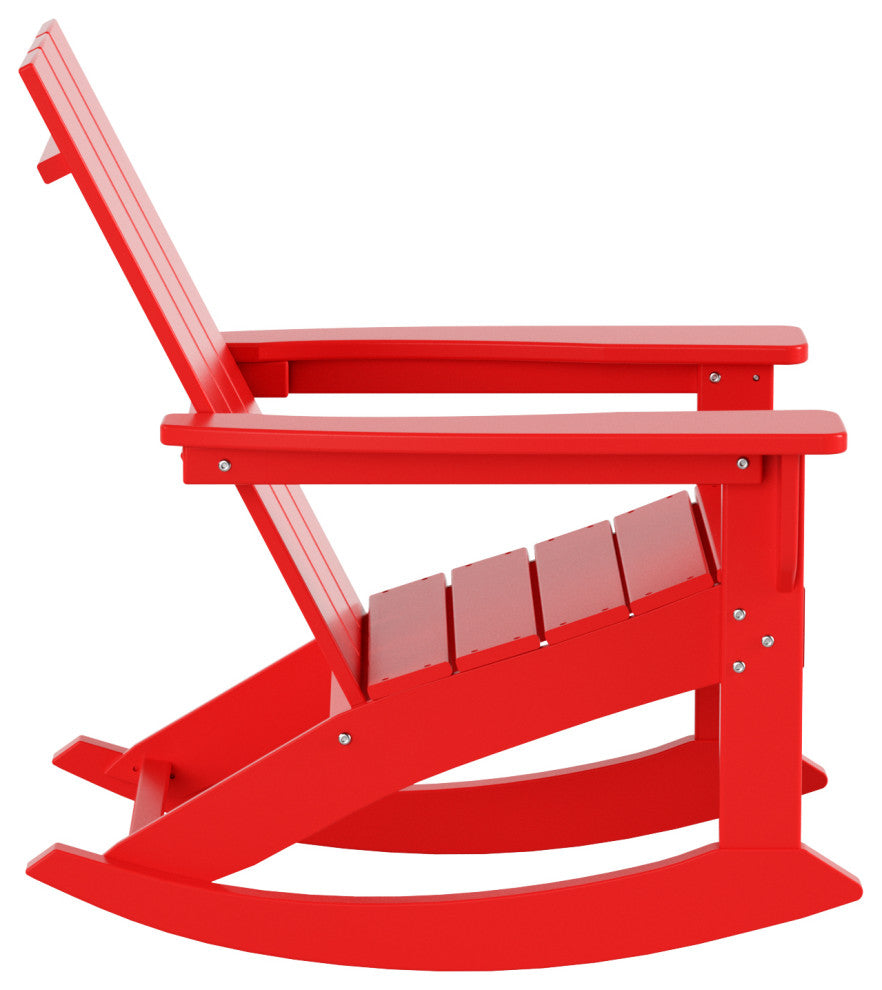 WestinTrends Set of 2 Modern Adirondack Outdoor Rocking Chairs, Red