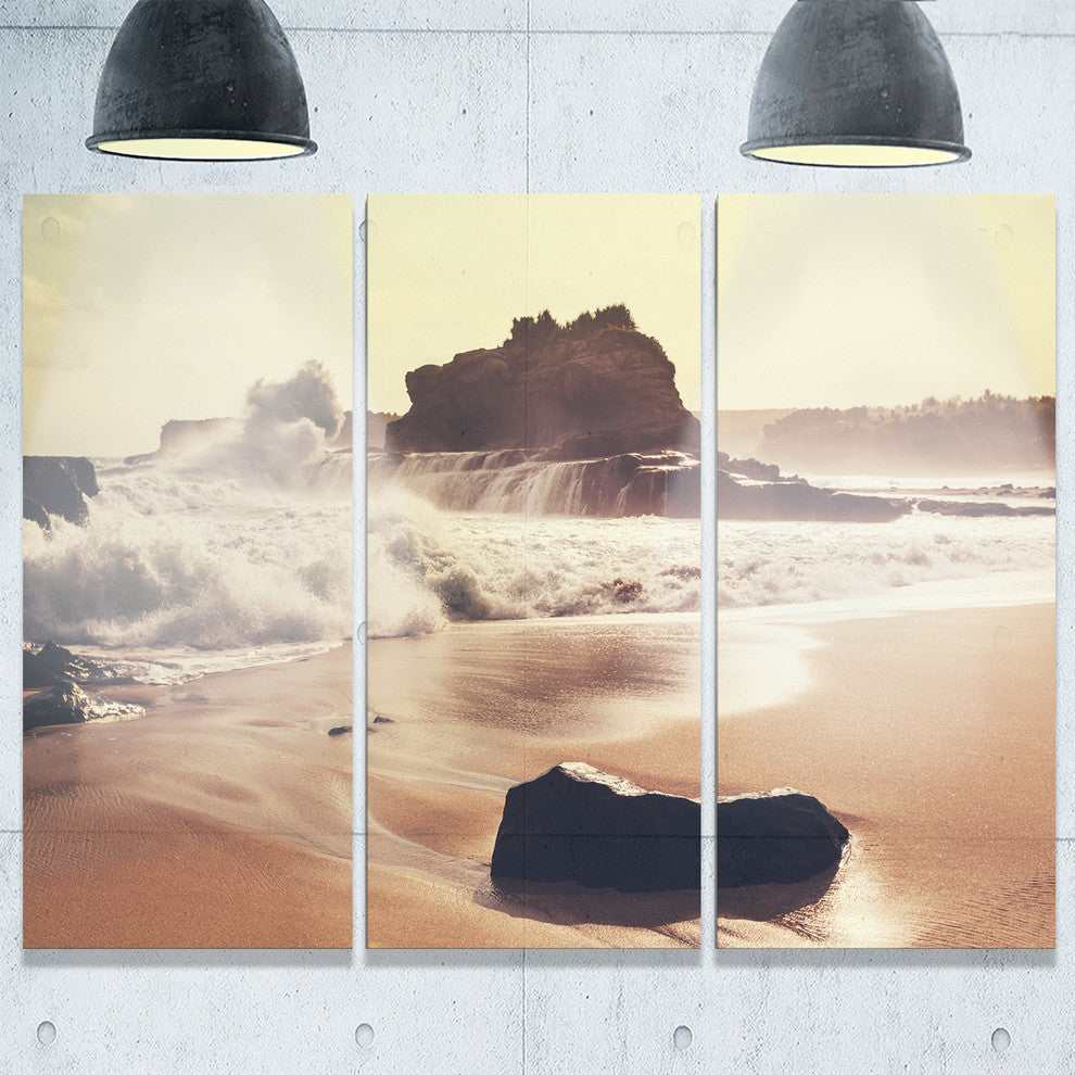 "Java Beach With Foaming Waters" Metal Wall Art, 3 Panels, 36"x28"