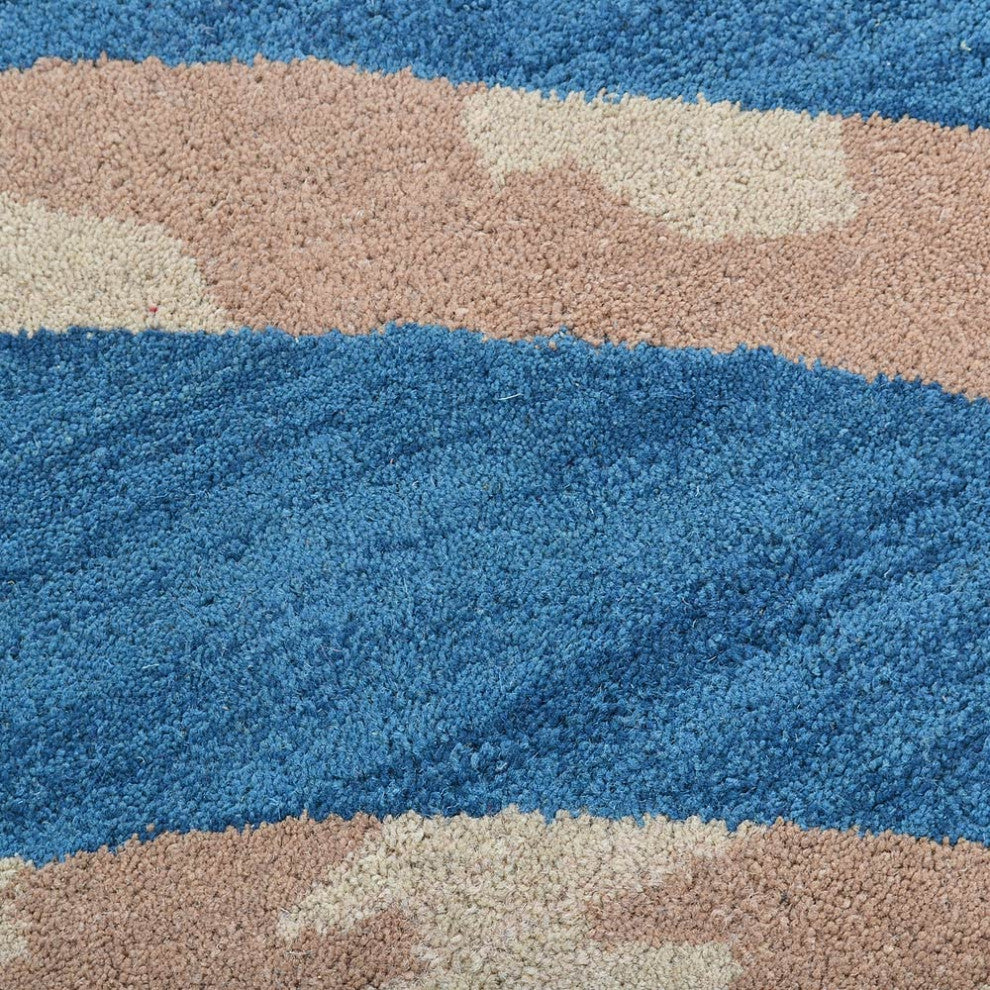 HAND TUFTED WOOL ECO-FRIENDLY AREA RUGS - Round,Blue,Contemporary