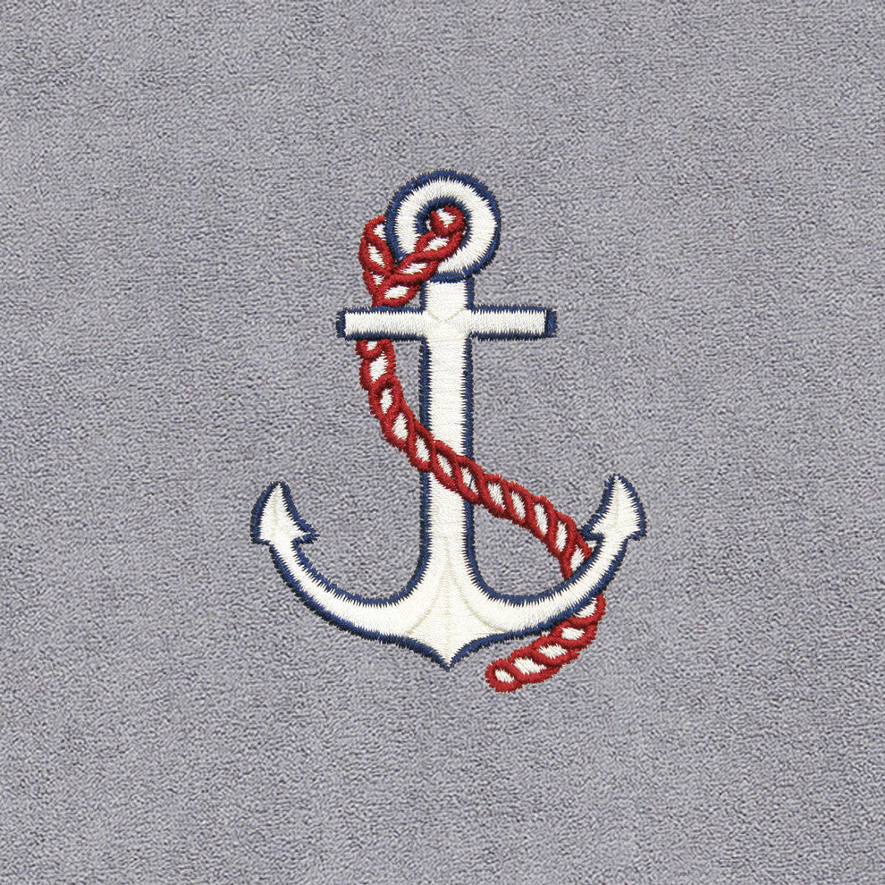 Anchor Embroidered Standard Size Chaise Lounge Cover, Gray