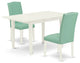3Pc Dining Set, Nail Head Parsons Chairs, Butterfly Leaf Table, Linen White