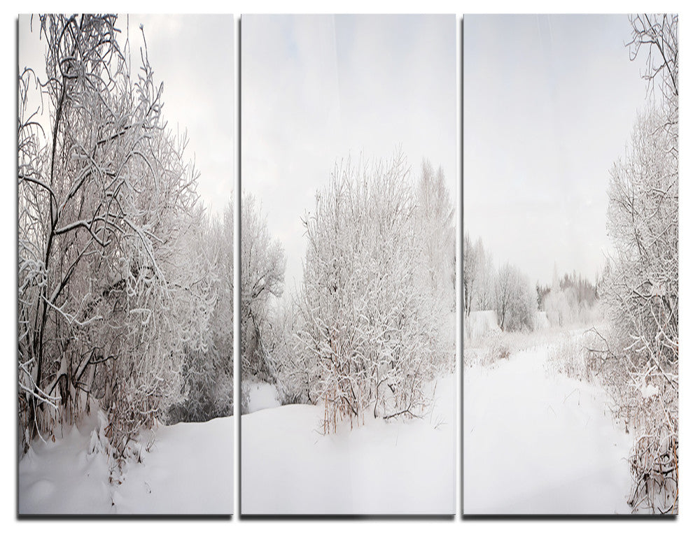 "Snow Landscape With Frosted Trees" Metal Wall Art, 3 Panels, 36"x28"