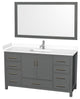 60"SGL Bathroom Vanity Dark Gray, White Cult. Marble Countertop, Sink, 58"Mirror
