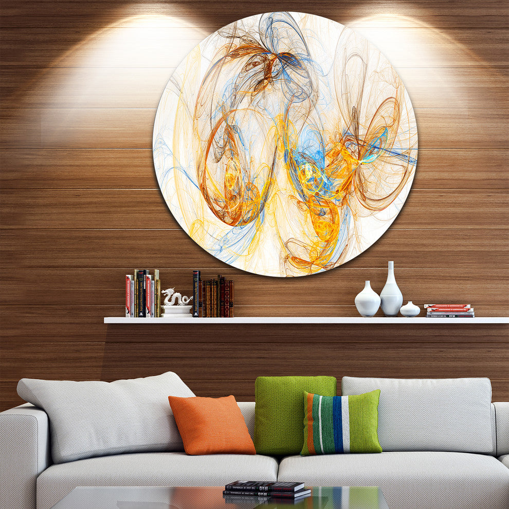 Billowing Smoke Yellow, Abstract Digital Art Round Wall Art, 23"