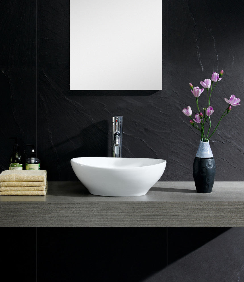 Fine Fixtures White Vitreous China Round Modern Vessel Sink