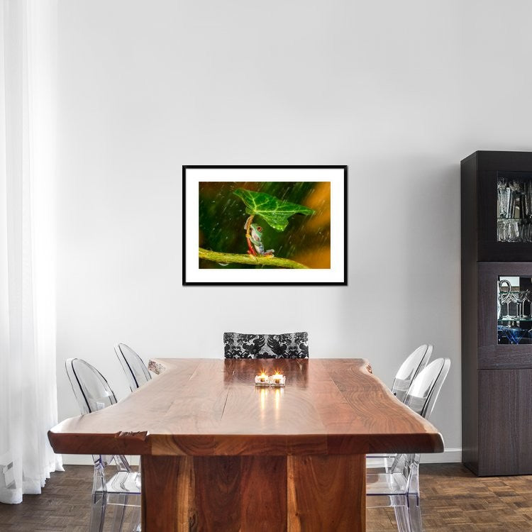 "Ohh Noo - Its Raining" Framed Digital Print by Kutub Uddin, 38"x28"