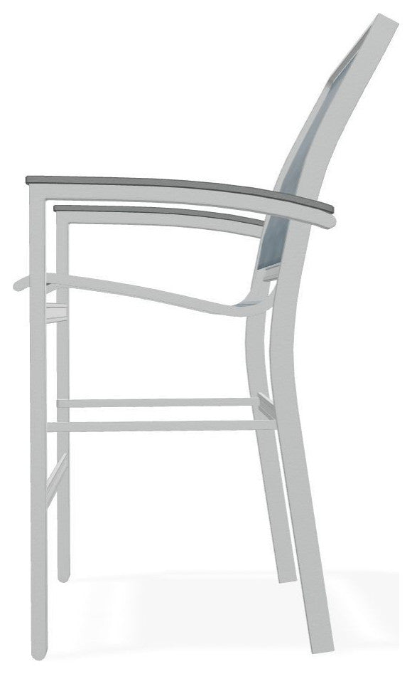 Bazza Sling Balcony Height Stackable Outdoor Stool, Nimbus Ocean/Graphite