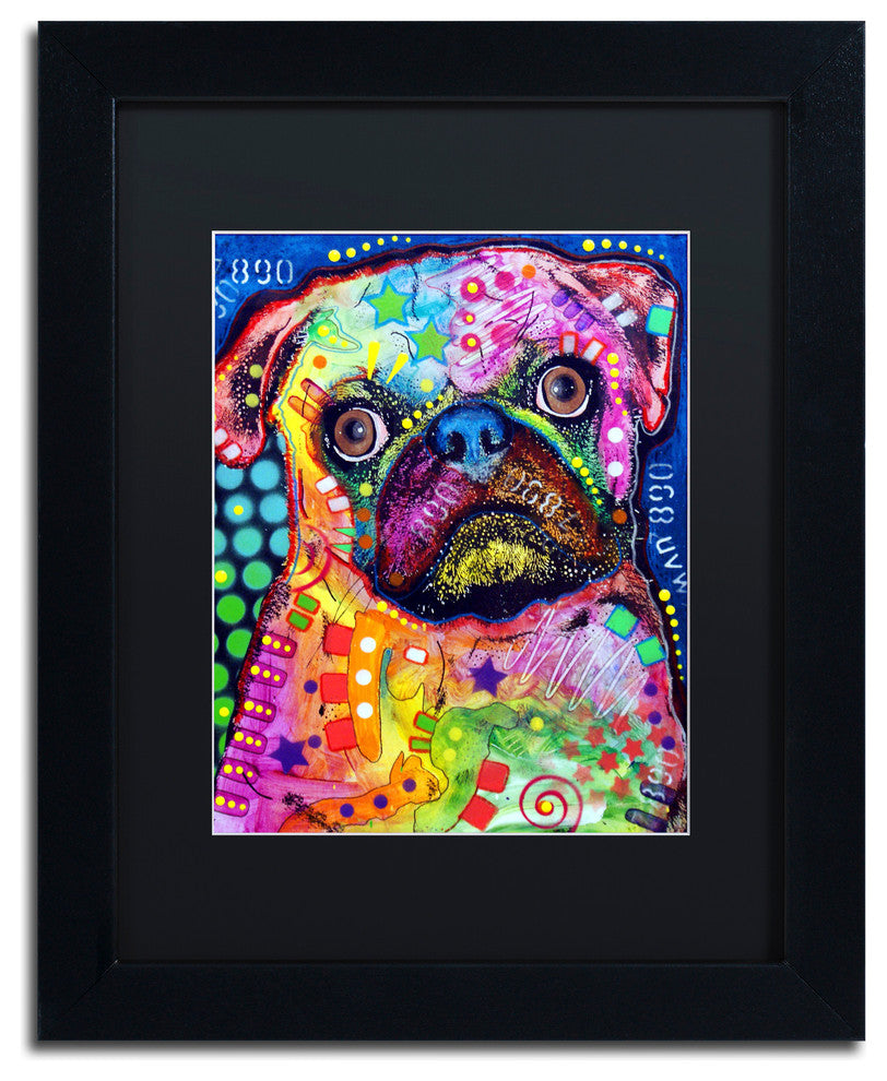 Dean Russo 'Pug 92309' Framed Art, Black Frame, 11"x14", Black Matte
