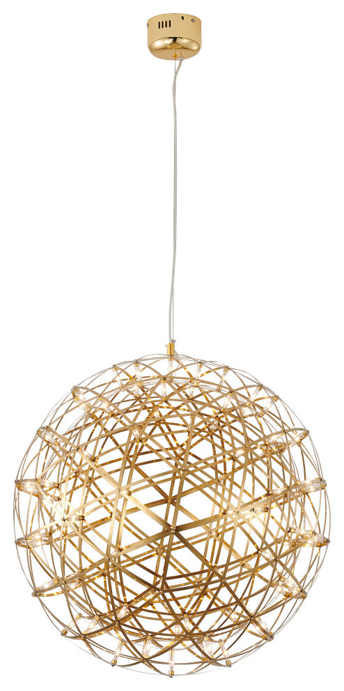 92-Light Gold Stainless Steel LED Chandelier With LED Star Lights