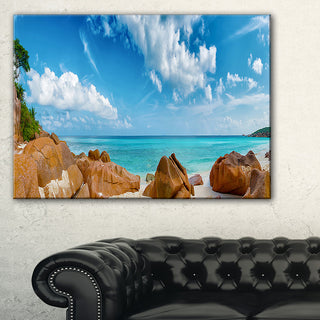 "Rocky Seychelles Island Panorama" Oversized Beach Wall Art, 1 Panel, 60"x28"