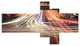 Light Traces on Crossroad, Cityscape Digital Art Canvas Print, 60"x32", 5 panels