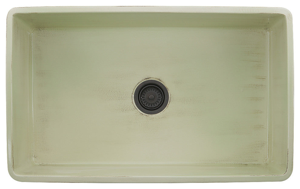 Nantucket Sinks Farmhouse Fireclay Sink, Shabby Green Finish, 30"