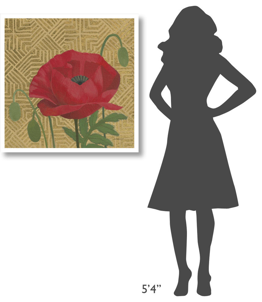 "Poppy with Pattern" Digital Paper Print by Kathrine Lovell, 32"x32"