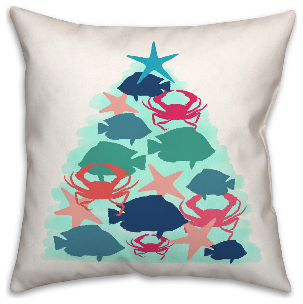 Coastal Critters Tree 18x18 Spun Poly Pillow