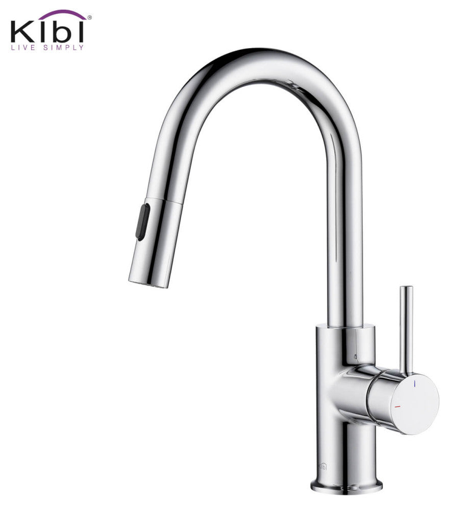 Luxe Single Handle Pull Down Kitchen & Bar Faucet, Chrome