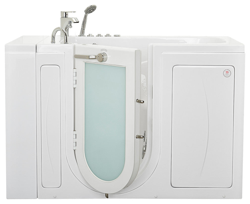 Ella Capri 30"x52" Air+Hydro Massage Walk-In Bathtub, Outward Swing Door, Faucet