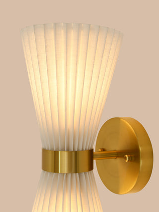 Beacon Lighting Amore Pleated Wall Bracket, Brass With White Linen Shade, 2 Light