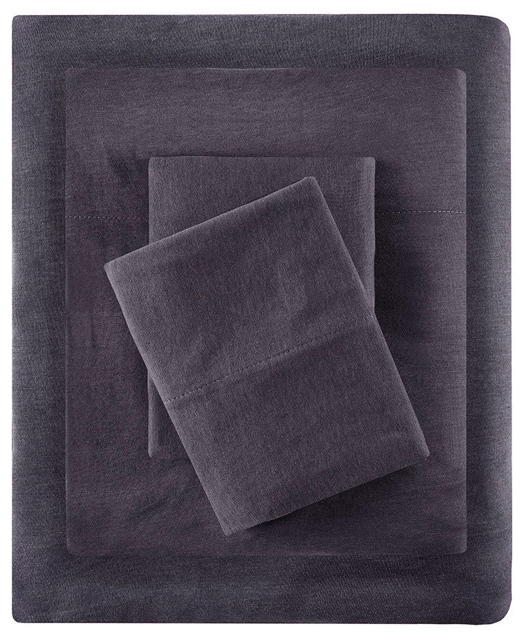 Intelligent Design Cotton Blend Jersey Knit All Season Sheet Set, Dark Grey