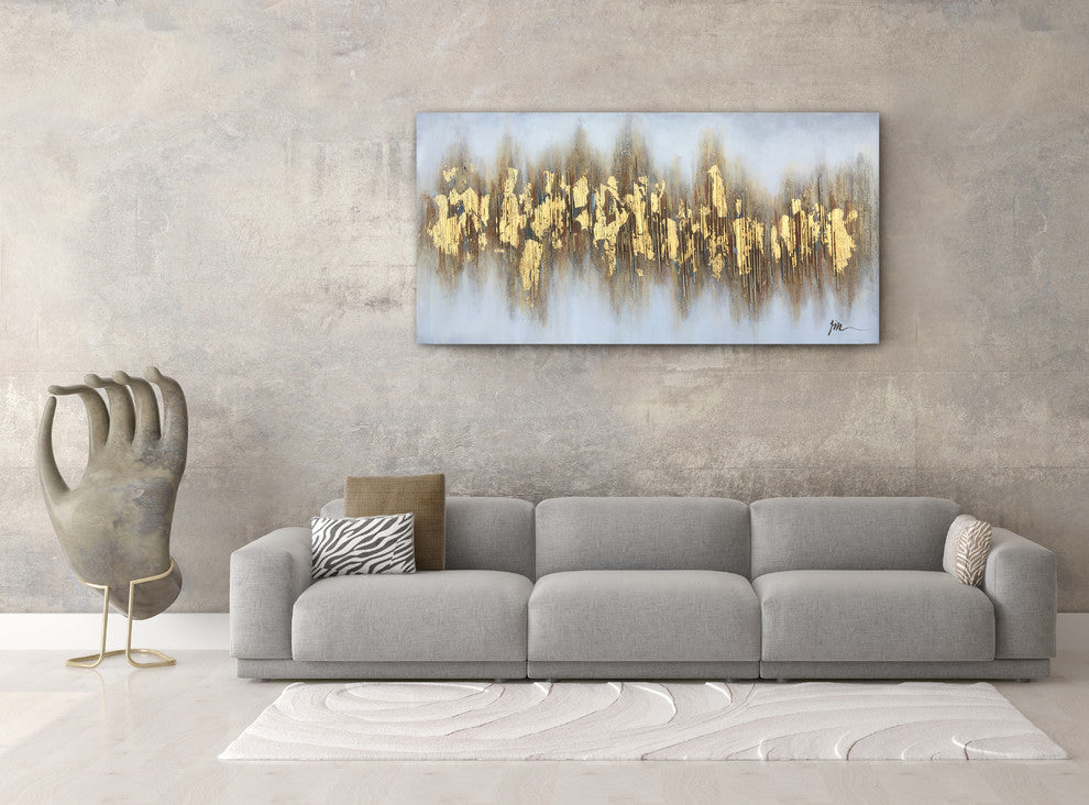 "Beaming Gold Flakes" Hand Painted Canvas Art
