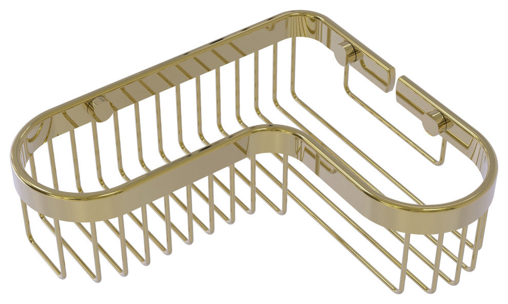 Corner Toiletry Shower Basket, Unlacquered Brass