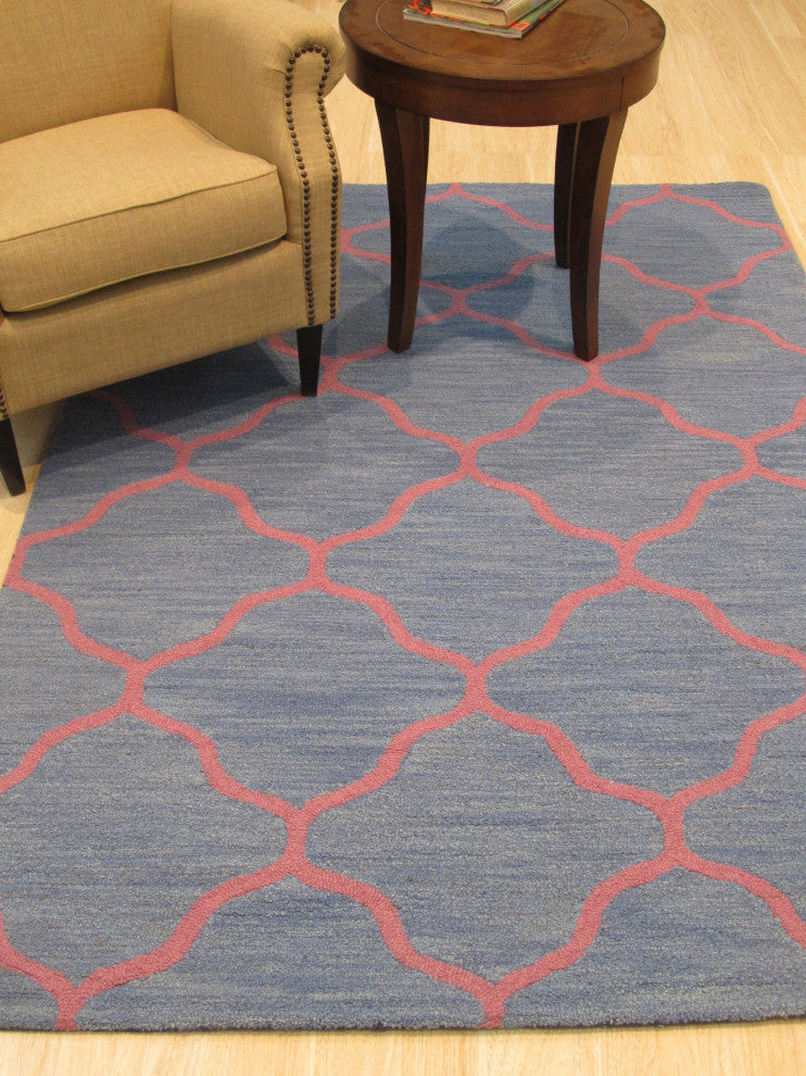 Blue Traditional Trellis Moroccan Area Rug
