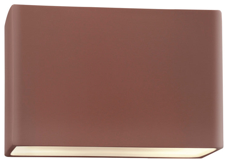 Ambiance Small Wide Rectangle Wall Sconce, Open, 10" , Canyon Clay, E26