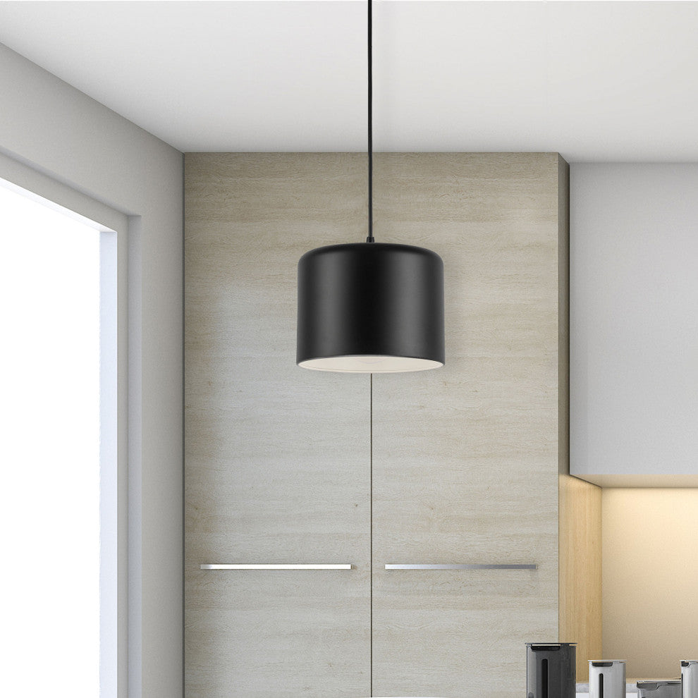 Emilia Transitional Modern Pendant Light, Matte Black