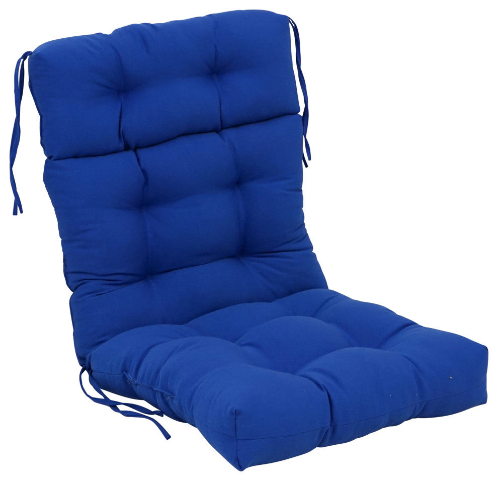 20-"x42" Solid Twill Tufted Chair Cushion Blue