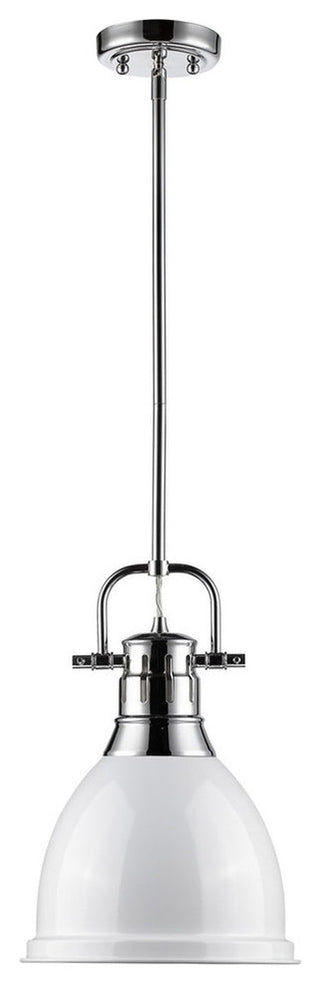 Golden Lighting Duncan Small Pendant With Rod, Shade: White, Chrome