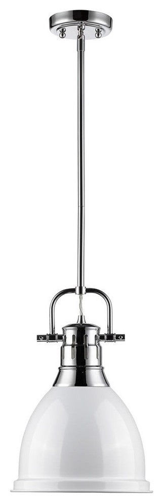 Golden Lighting Duncan Small Pendant With Rod, Shade: White, Chrome
