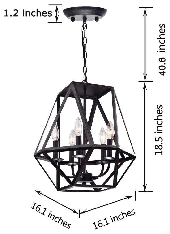 Iris 5-light Modern Antique Black Chandelier