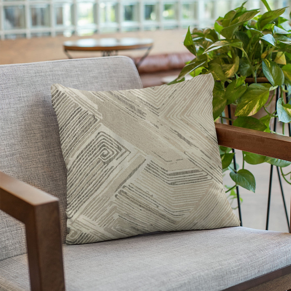 Plutus Brown Hidden Tour Abstract Luxury Throw Pillow, 18"x18"