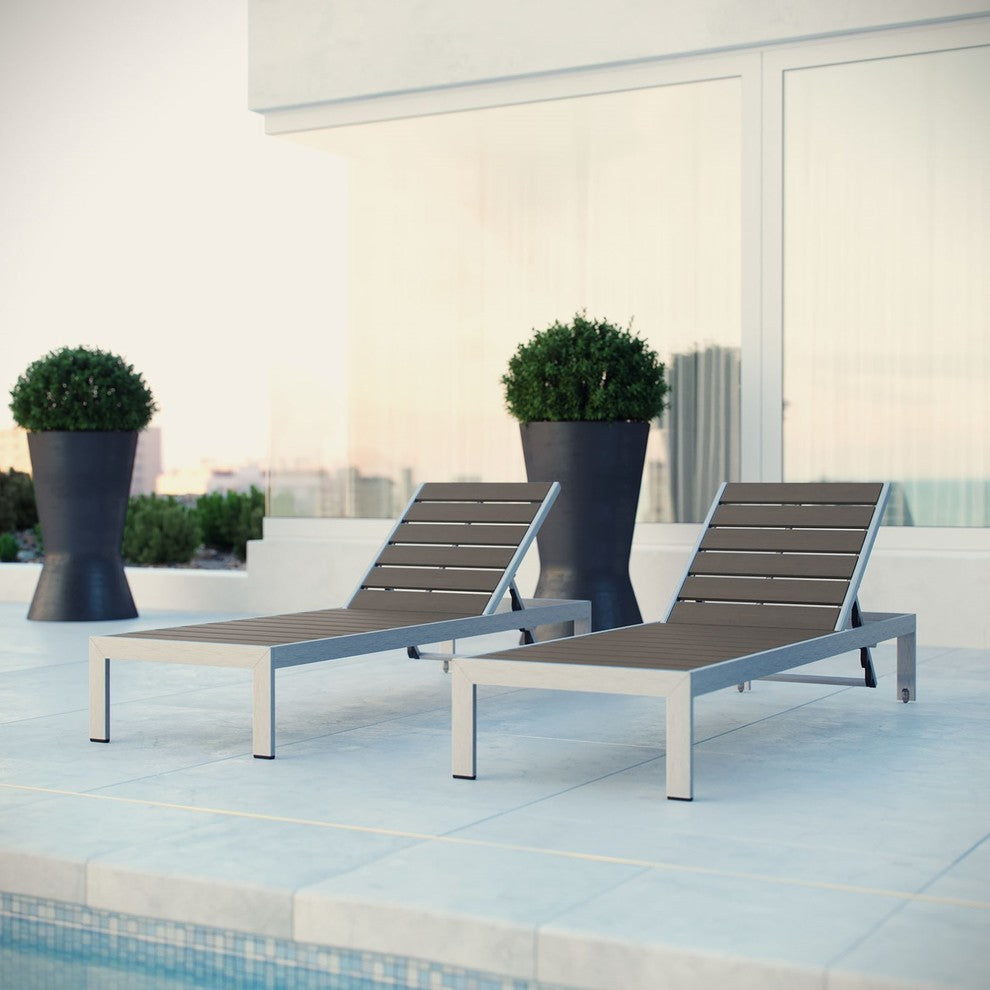 Modern Contemporary Urban Outdoor Patio Chaise Lounge Chair, Gray Gray, Aluminum