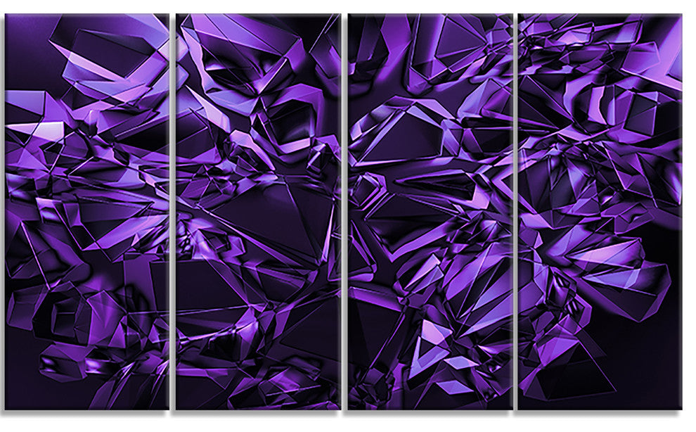 Purple Crystal Texture Design, Abstract Canvas Art Print, 48"x28", 4 Panels