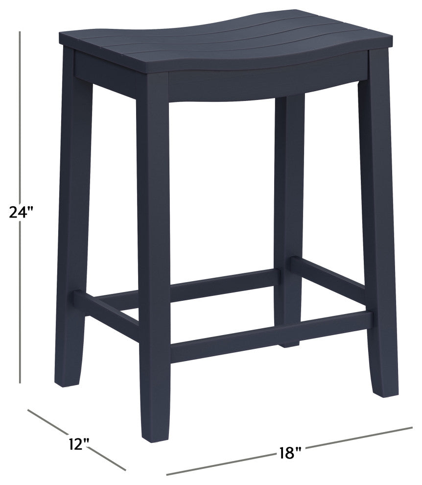 Hillsdale Fiddler Backless Stool, Saddle-Style Seat, Navy, Counter Height