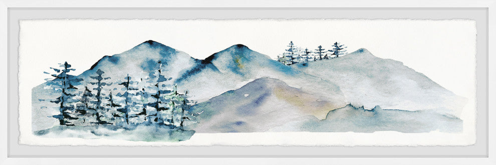 "Snowy Mountain Pass" Framed Painting Print, 30x10